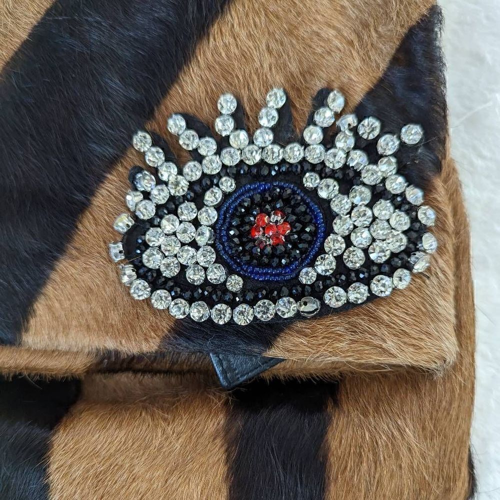 Justified Hunt Evil Eye Natural Hair on Hide Purse - Picture 2 of 12